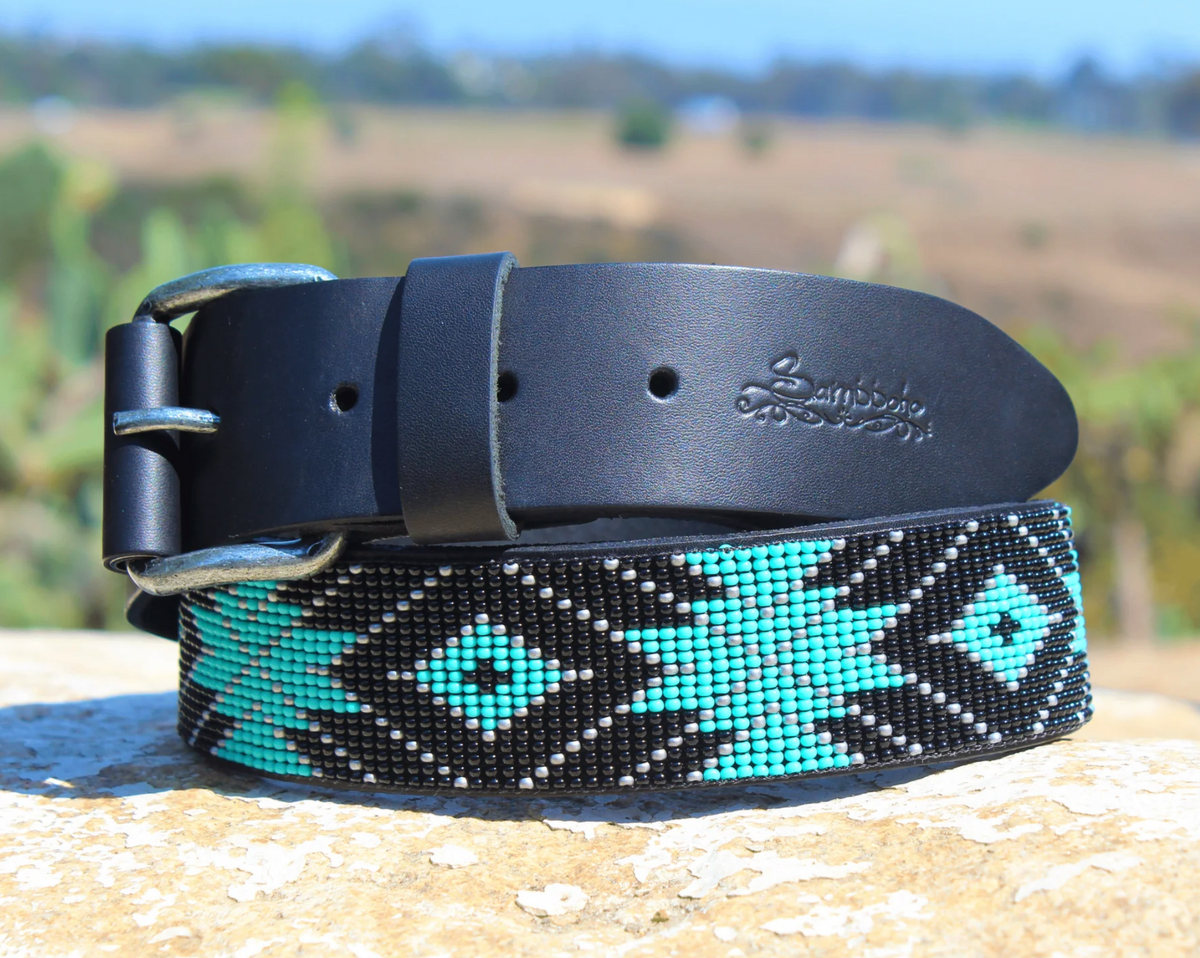 ONLY 2 LEFT ?️ RAJ GLASS BEADED BELTS VARIOUS DESIGNS 80s Glass Beaded Belt - Lucky Vintage main image 2