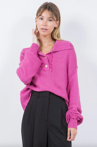 WIDE COLLAR KNITTED SWEATER PULLOVER