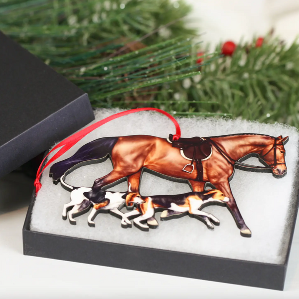 Fox Hunter and Hounds Ornament