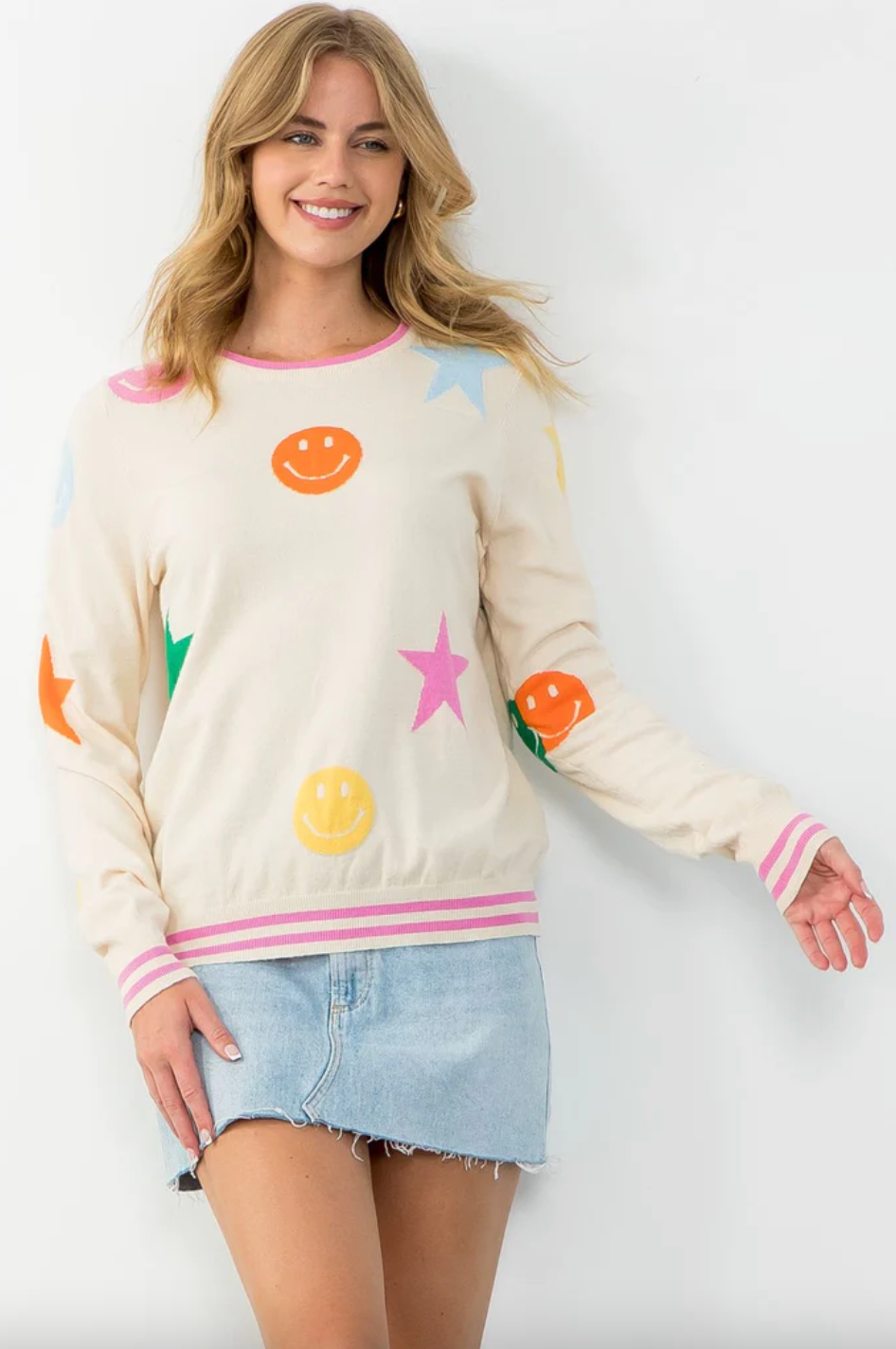 Smiley Faces and Stars Sweater