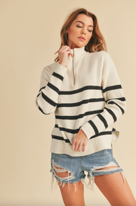 Black and White Half Zip Sweater