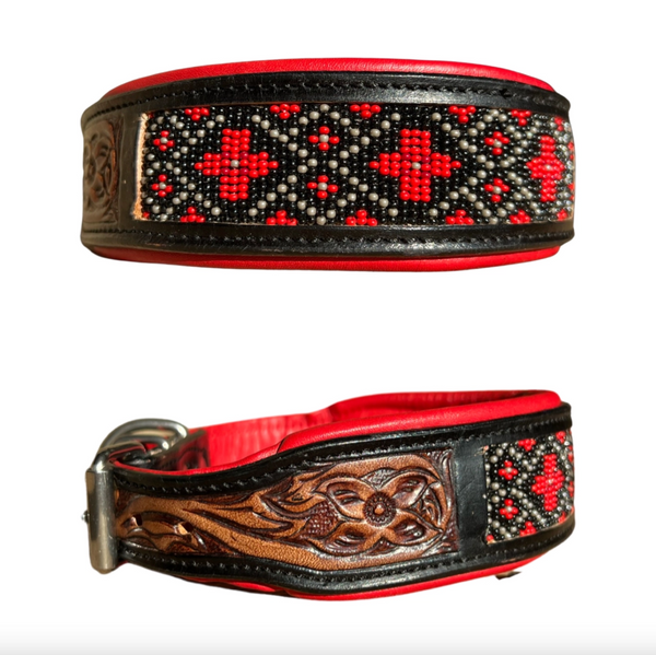 BEADED TOOLED DOG COLLARS