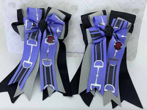 Black, Gray, & Purple Bits 🔮 PonyTail Bows