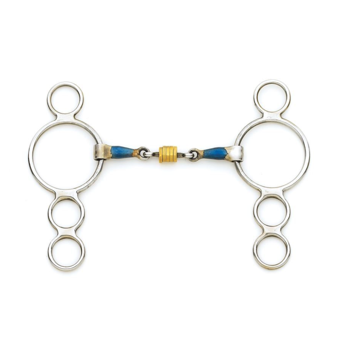 CENTAUR Blue Steel 3-Ring Gag w/ Loose Brass Roller Disks