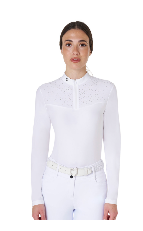 EQUESTRO STRASS LS ZIP SHIRT